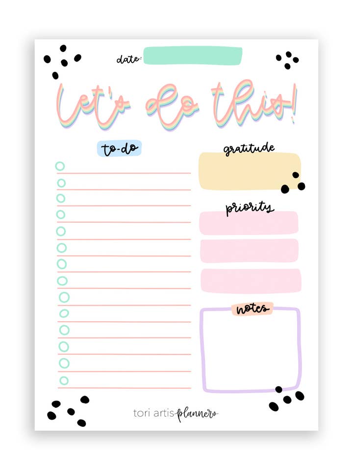 Notepads for wholesale by Tori Artis Planners