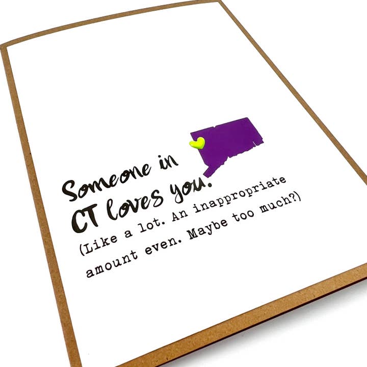 Miss You Someone in Connecticut Loves You State card for wholesale by Muddy Mouth Cards