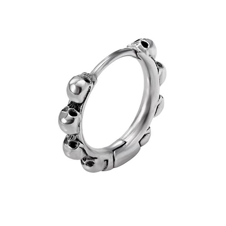 PLATA Pendiente circular con forma de calavera para hombre - JJ2324E250 de venta al por mayor en Faire