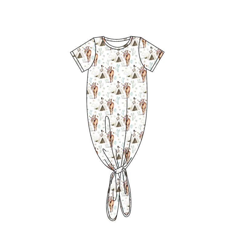 Aier Wholesale - Wholesale Baby gown – Baby - Baby newborn western teepee horse gowns2