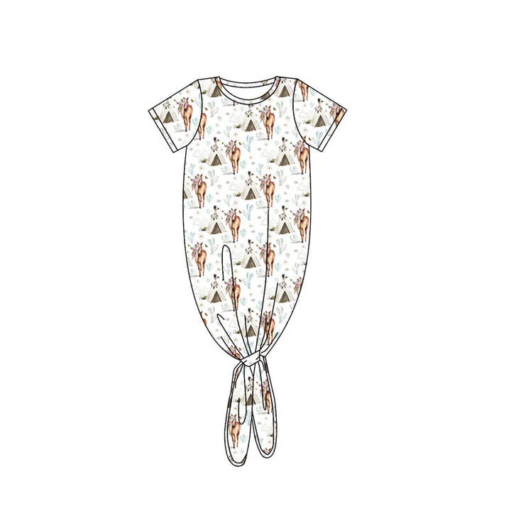 Aier Wholesale - Wholesale Baby gown – Baby - Baby newborn western teepee horse gowns2