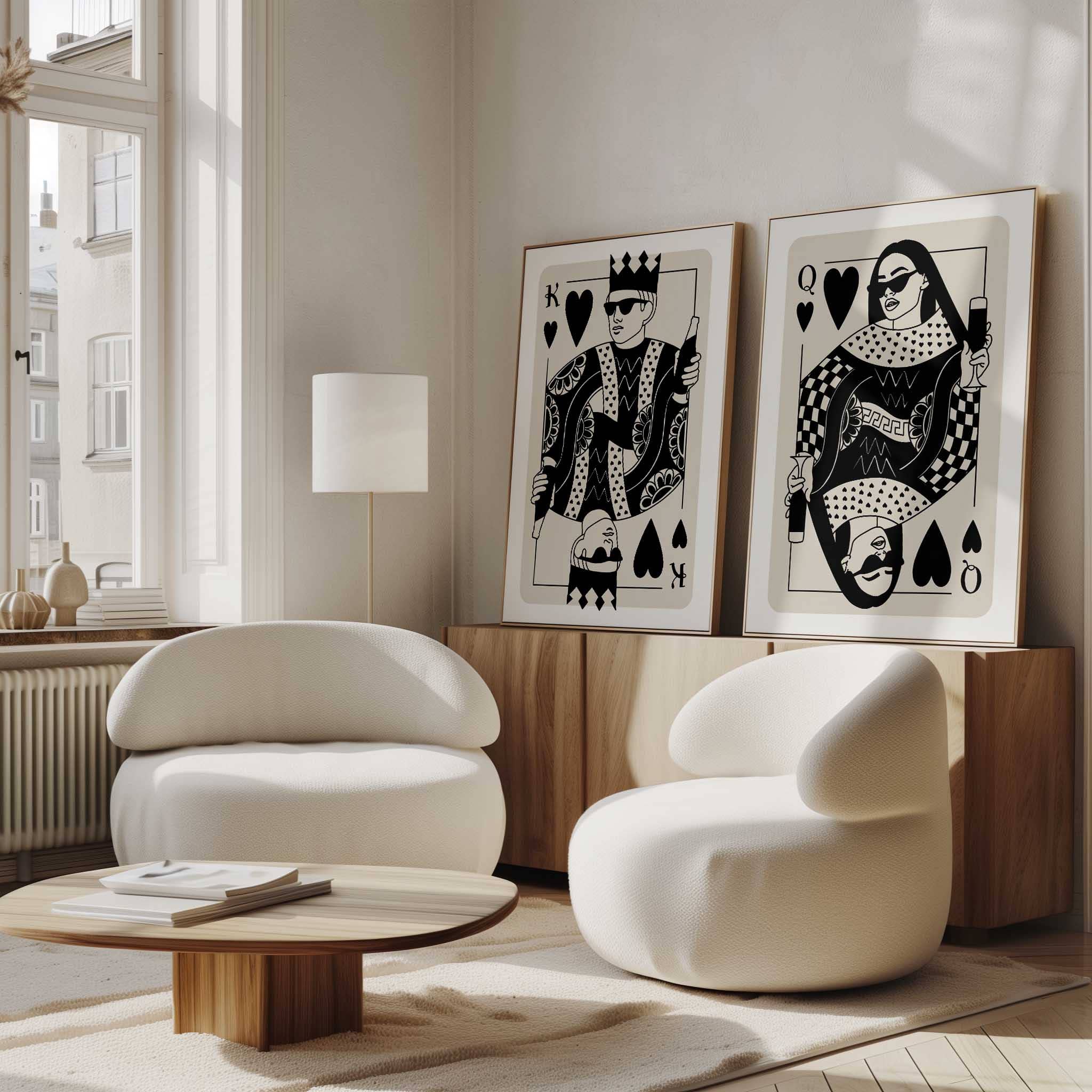 D'LUXE PRINTS - Wholesale Gallery Wall Set - King and Queen Of Hearts Prints Set1