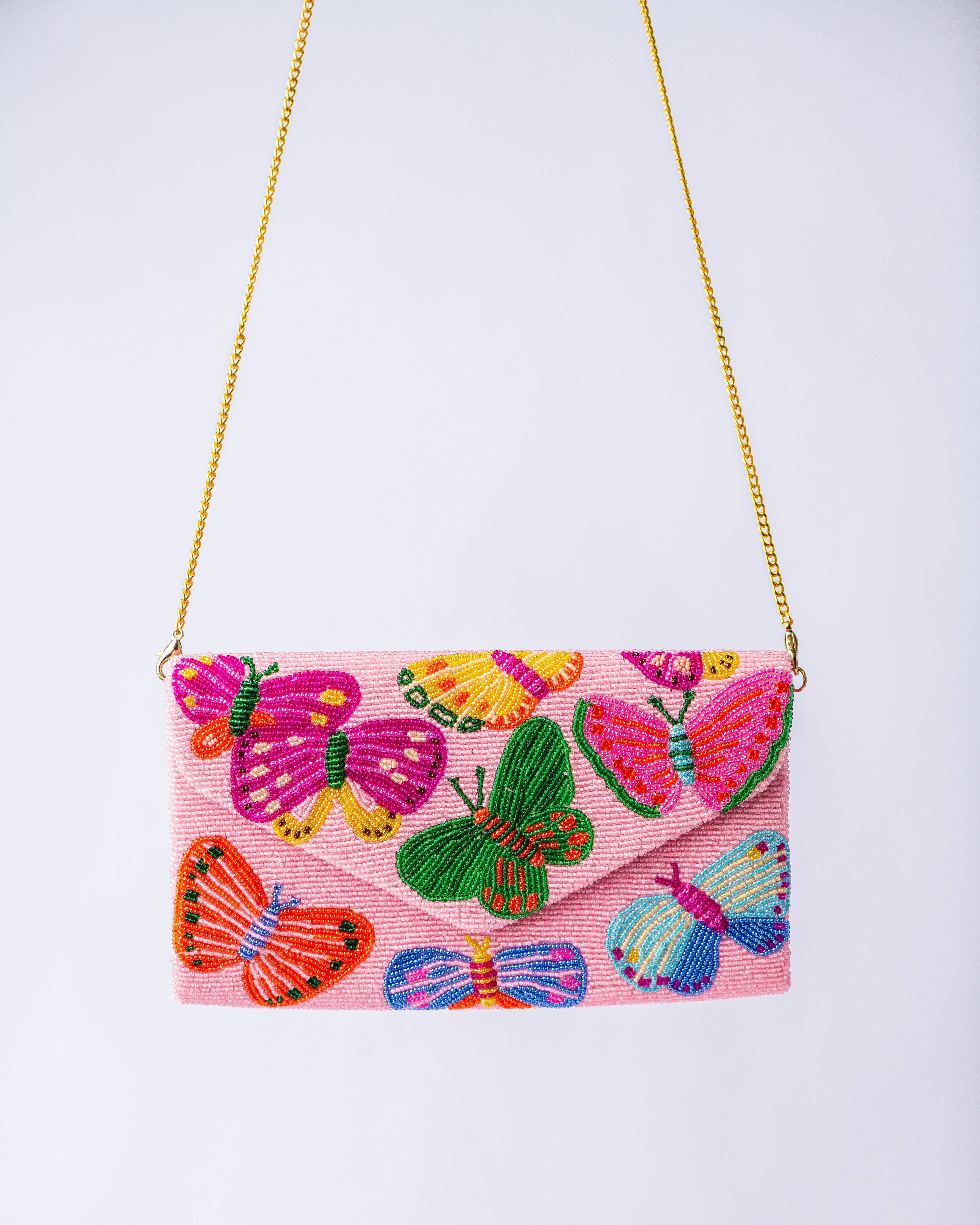 Pria Handmade Accessories - Wholesale Clutch Bag - Women's - Busy Butterfly Pink Clutch Bag