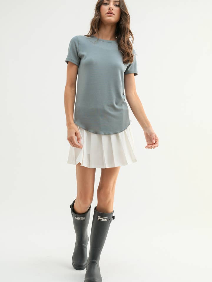 Wishlist Apparel - Wholesale T-Shirt - Women's - RIBBED KNIT BASIC T-SHIRT / WL18-171425