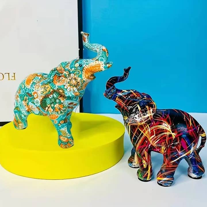 La Bella Monte - Wholesale Sculpture - Colorful Elephant Art Sculpture For Holiday Décor - Assorted5