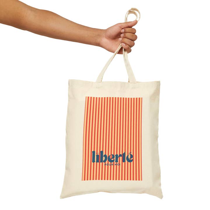 Natural Liberté Democracy Cotton Canvas Tote Bag for wholesale on Faire1
