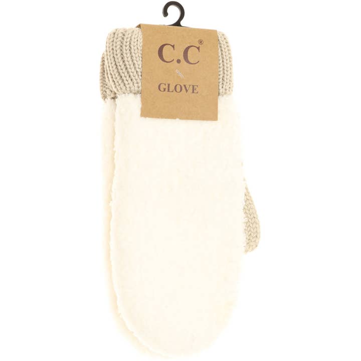 C.C Beanie - Wholesale Mittens - Women's - Color Block Sherpa Knit Women's Mittens