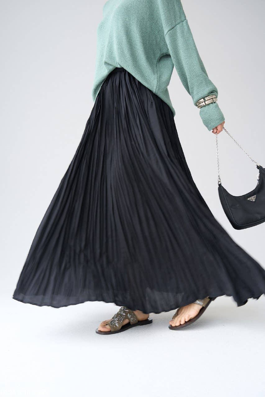 Design company-Fatma Balkir - Wholesale Skirt - Women's - Womens cotton maxi pleated skirt-boho skirt