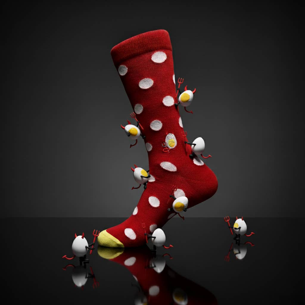 Soxfords – Großhandel Socken – Herren – Feine Herrensocken mit Teufelsei-Motiv „Bad Eggs“1