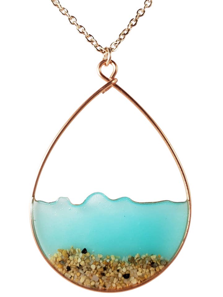 Colar Aqua Glow in the Dark Water and Sand em ouro rosa por atacado de Skinny Pig Designs