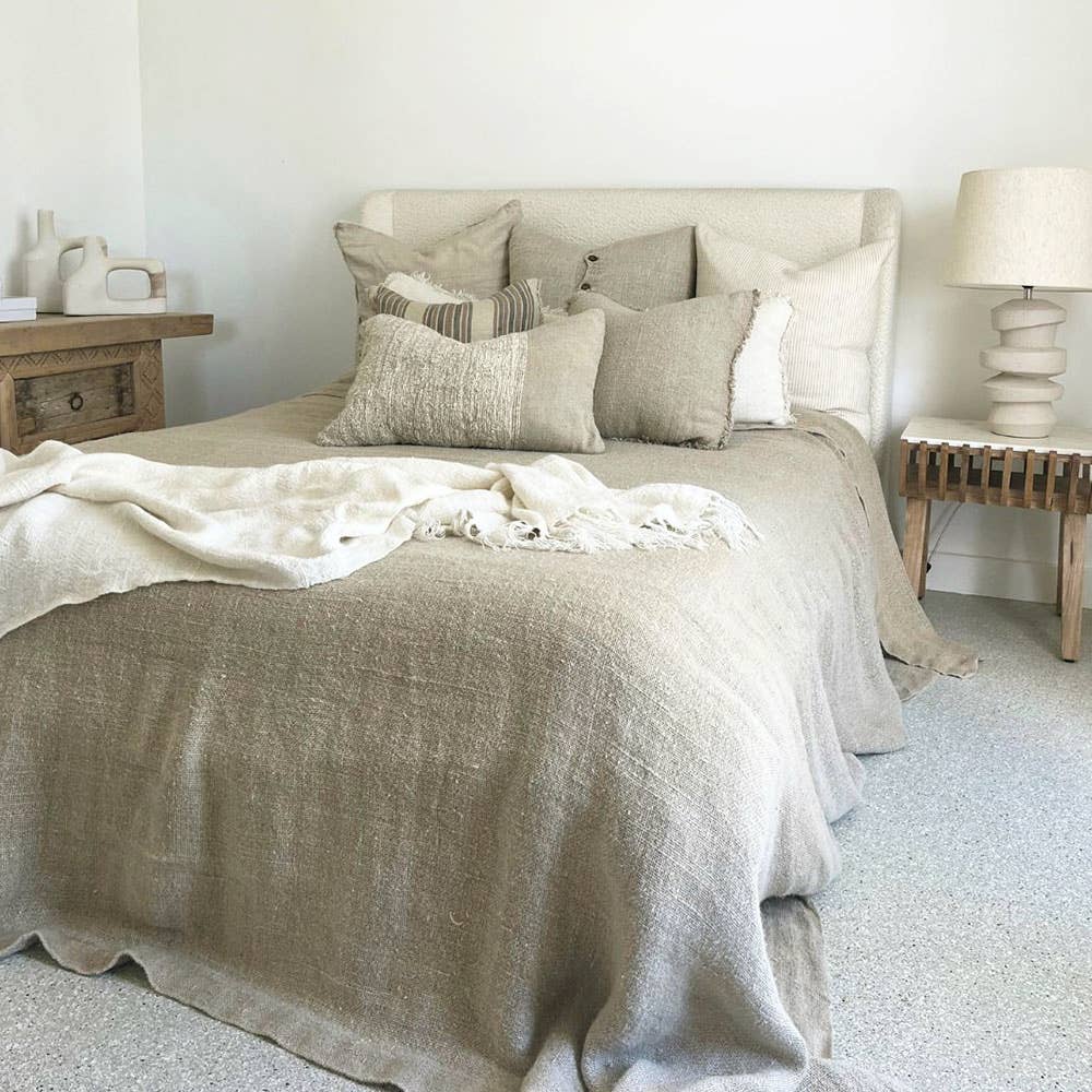 Bedouin Linen Bedcover - Natural for wholesale on Faire