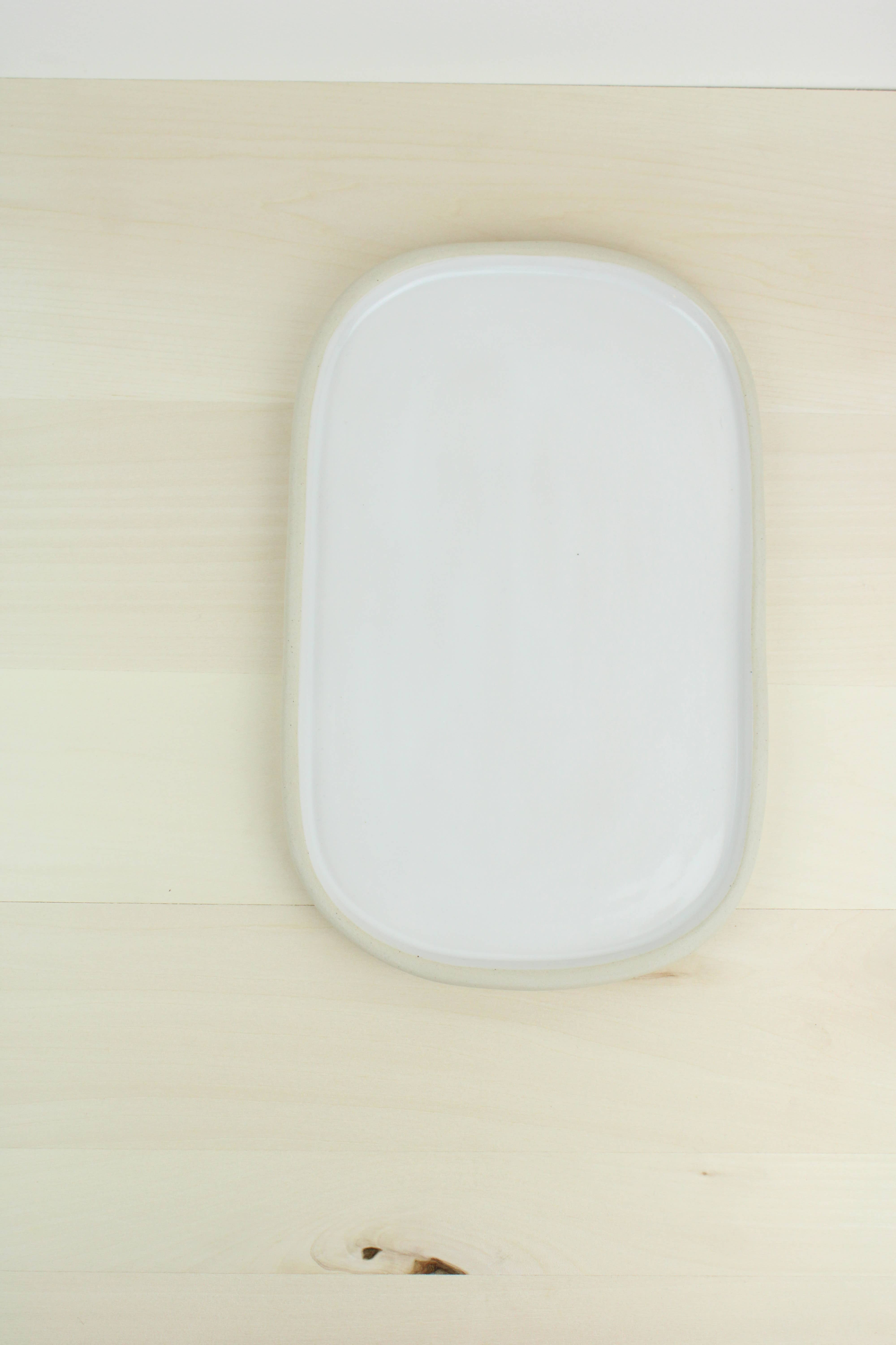 Wishbone Pottery - Wholesale Decorative Tray - Handcrafted Stoneware Tray | White Gloss 1