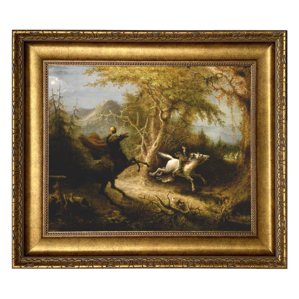Madison Bay Co. - Historical Home Decor Reproductions - Wholesale Schilderen/Tekenen - Schilderijafdruk van de Ruiter zonder Hoofd die Ichabod Crane Achtervolgt15
