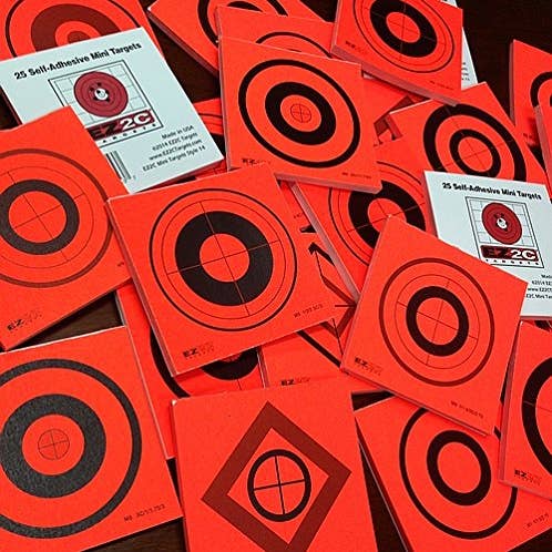 25 EZ2C Mini Shooting Targets Bright Fluorescent Self-Adhesive 3.5"x3.5" (25 count) for wholesale by EZ2C Targets