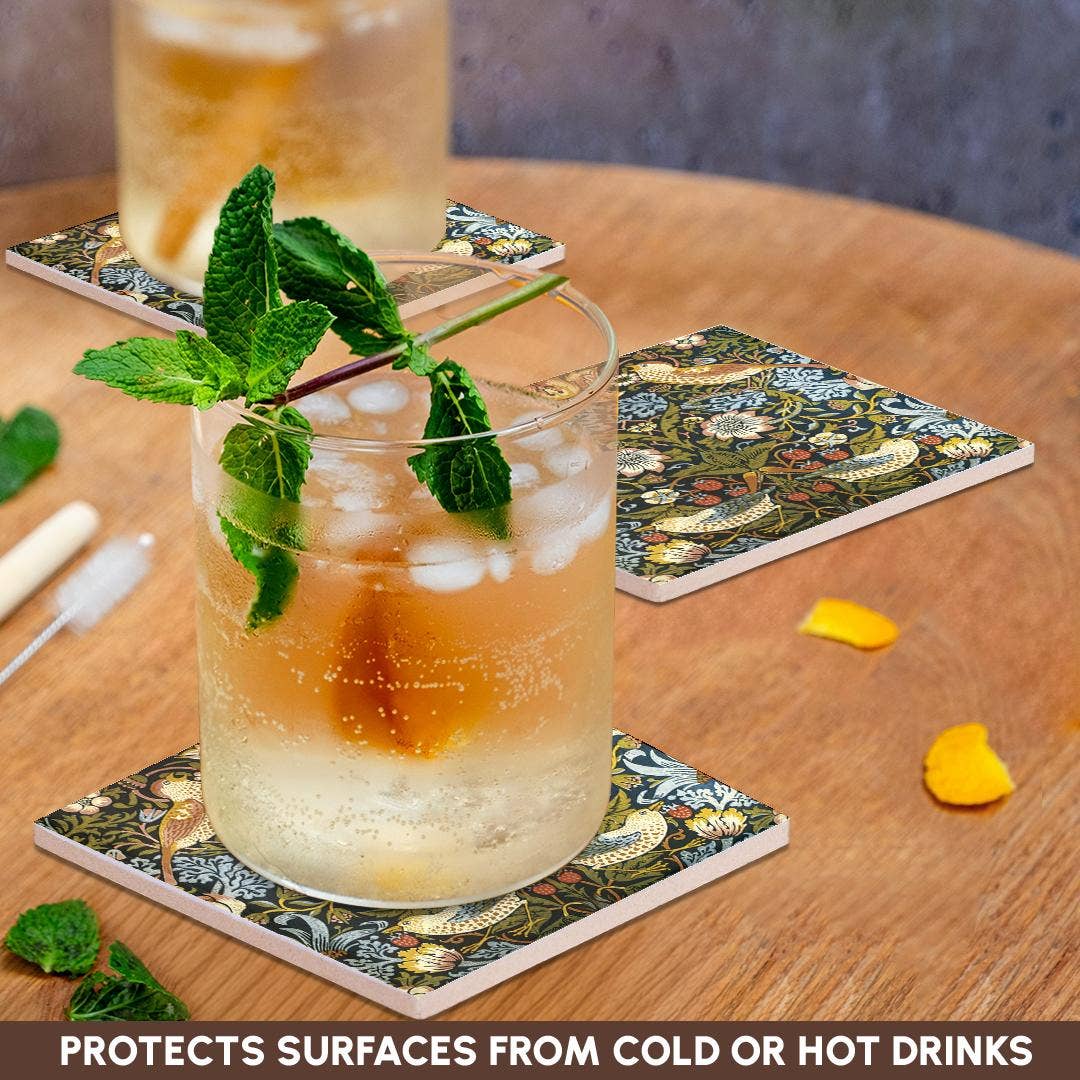 3dRose - Wholesale Coasters - 3dRose, William Morris Strawberry Thief Pattern, Coaster2