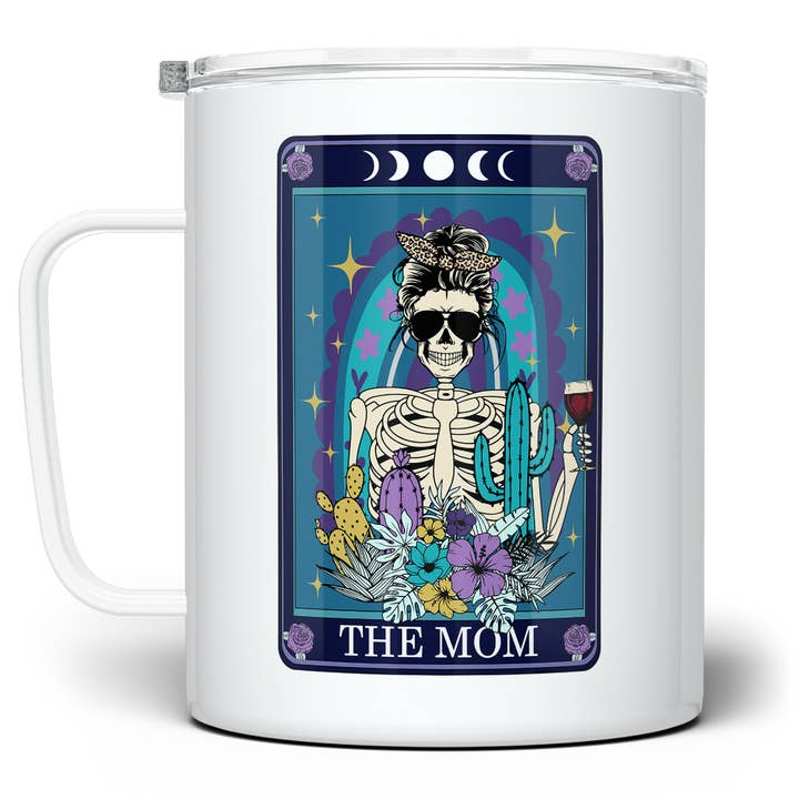 The Mom Skeleton Tarot Card Travel Mug, Mother's Day Gifts for wholesale by Loftipop