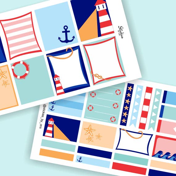 Kit hebdomadaire Nautical Mini pour la vente par Stickies by C&S