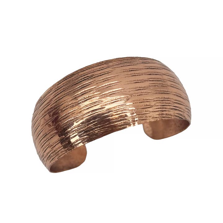 Handcrafted Ridged Horizon Copper Cuff for wholesale by Anju Jewelry