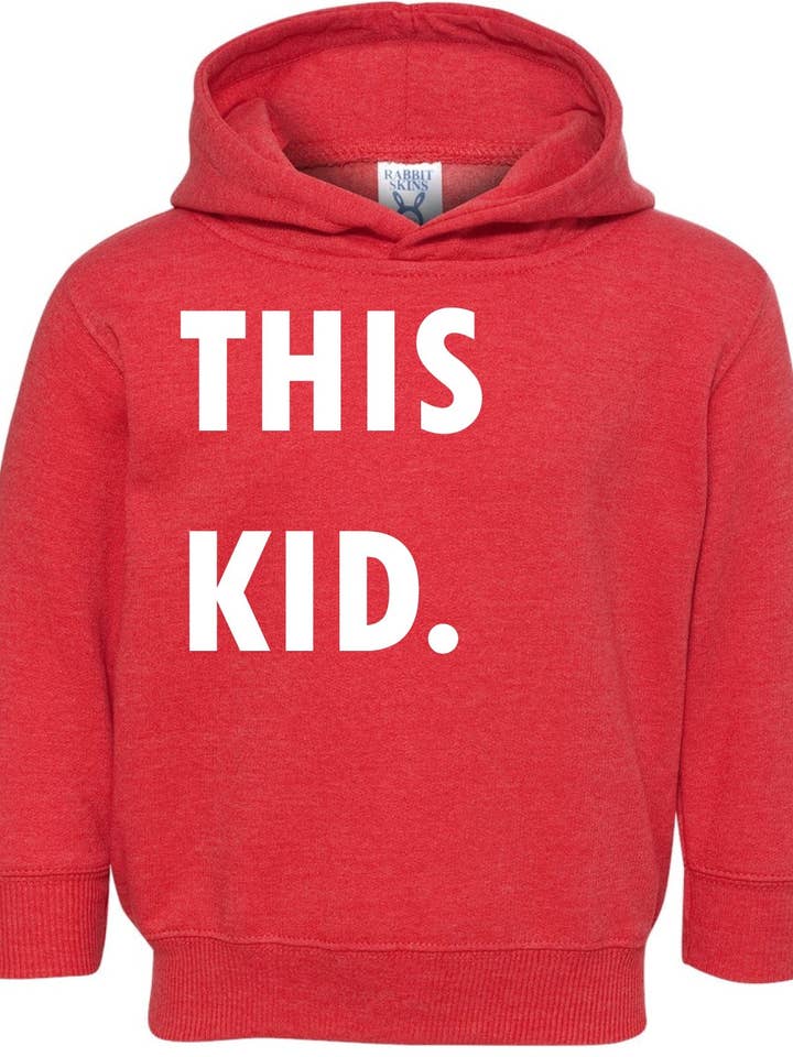 THIS KID SUPPLY CO. - This Kid Hoodie - White on Red (Toddler & Youth sizes) for wholesale by This Kid Clothing Co.