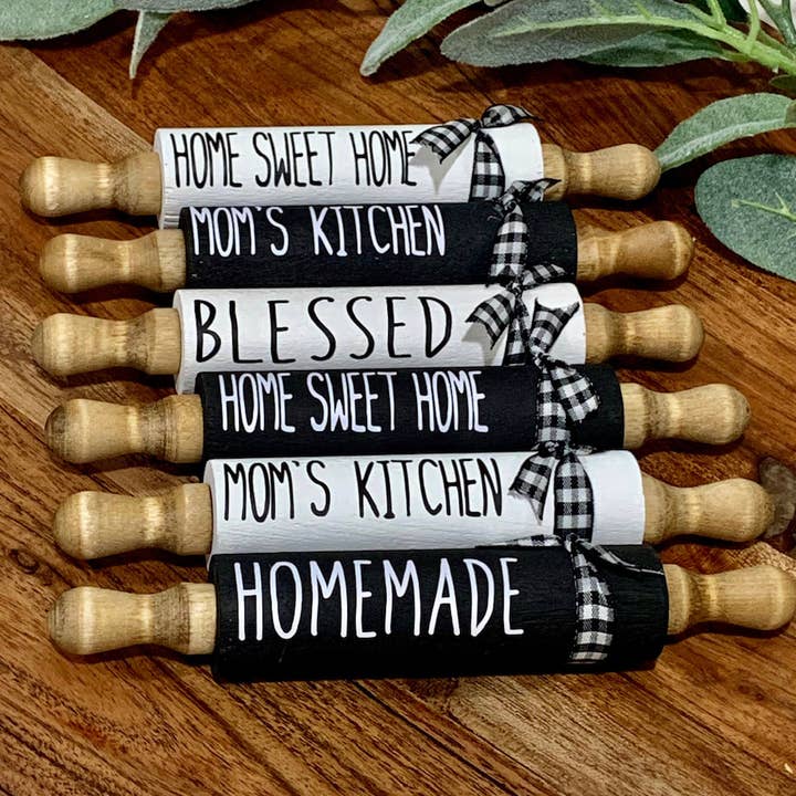AH Designs 15 - Wholesale Decorative Tabletop Object - 7” Farmhouse Mini Rolling Pins, Farmhouse Tiered Tray Decor3