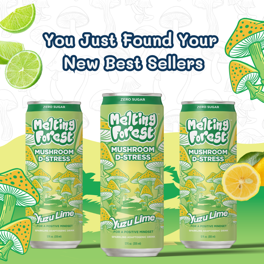 Melting Forest - Vente Eau gazeuse - Boisson aux champignons | Soulagement du stress | Yuzu Citron Vert11