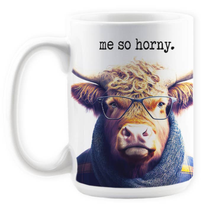 Love Letters - Wholesale Coffee Mug - 'SHOW' ANIMALS: Me So Horny / anthropomorphic bull mug