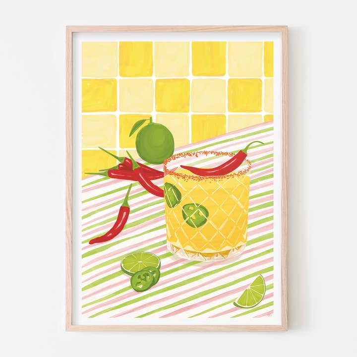 Spicy Margarita Art Print | Citrus Cocktail Poster | Margs for wholesale by Vero Illustrates Art Prints and Greeting Cards