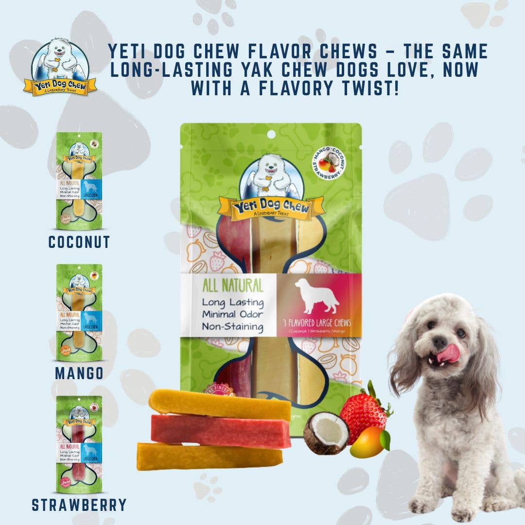 Yeti Dog Chew - Wholesale Pet Treats - Dog - Yeti Assorted Fruit Chews, 1-Coconut, 1-Mango, 1-Strawberry3