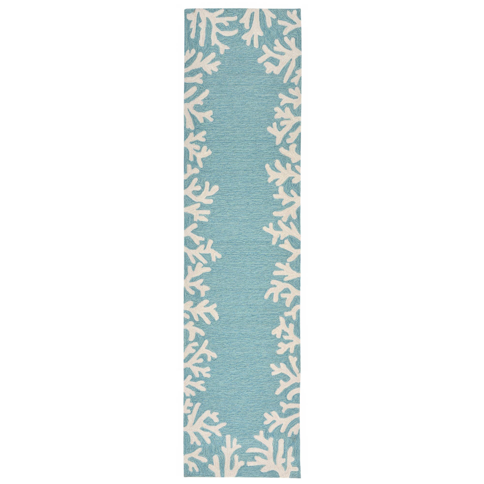 Aqua Capri Coral Border Indoor/Outdoor Rug for wholesale on Faire7
