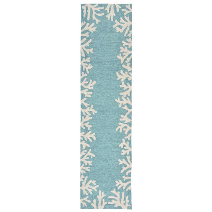 Aqua Capri Coral Border Indoor/Outdoor Rug for wholesale on Faire7