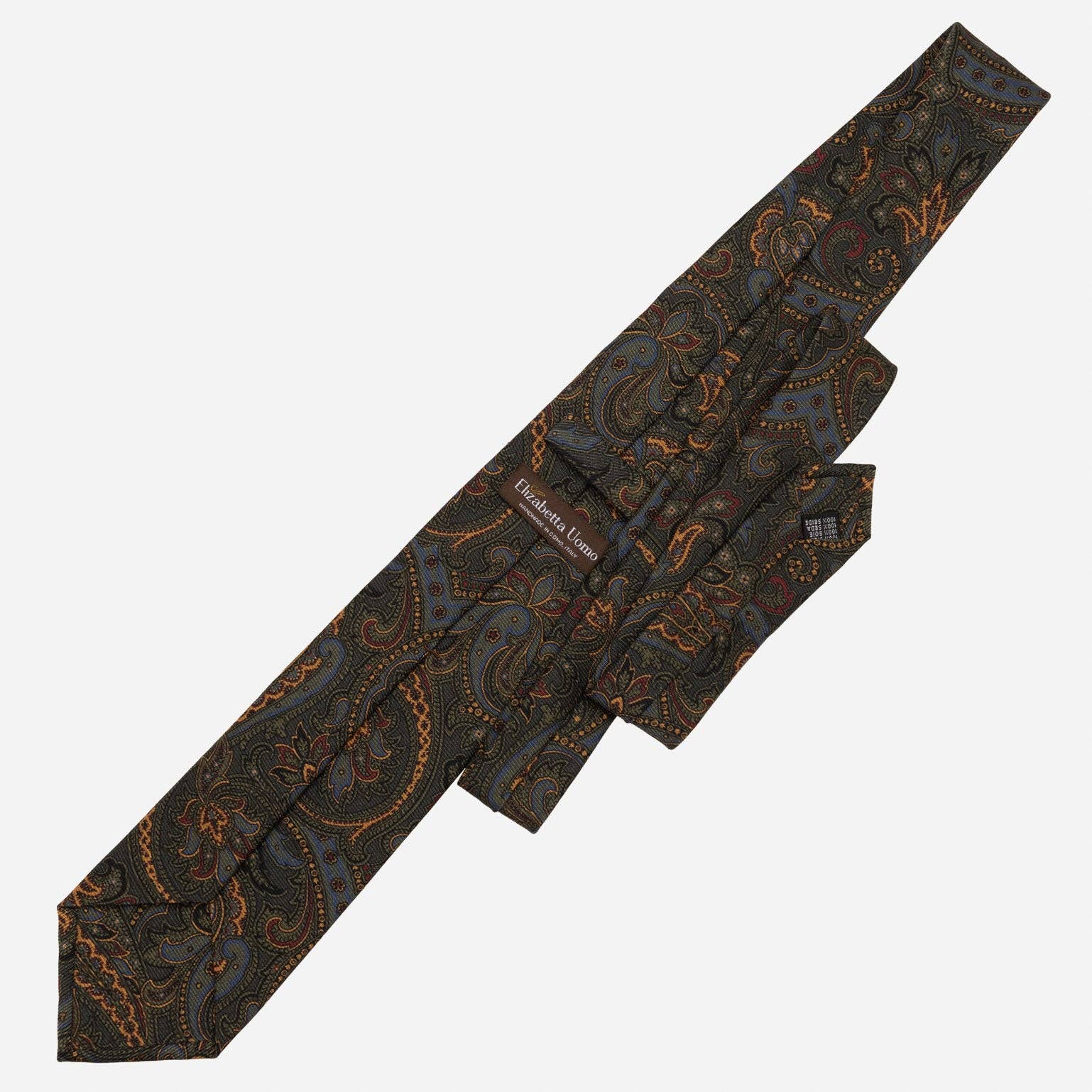 Elizabetta Made in Italy USA - Wholesale Necktie - Men's - Marsala - Printed Madder Silk Tie - Forest Green5