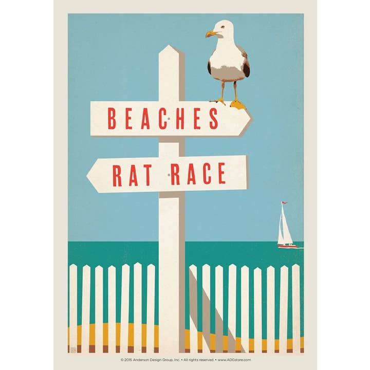 Carte postale de la plage ou de la course effrénée pour la vente par Tourist Courts