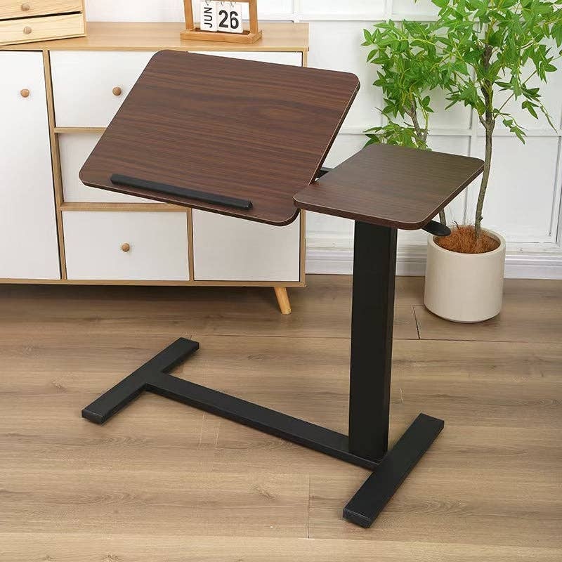 39F Inc. - Wholesale Side Table - Adjustable Overbed Laptop Table with Wheels Walnut Finish3