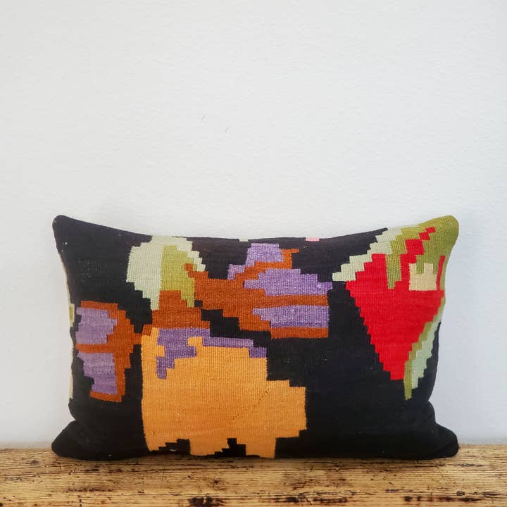 Orchid Vintage Kilim Wide Lumbar Pillow Cover for wholesale by Wool & Indigo Home