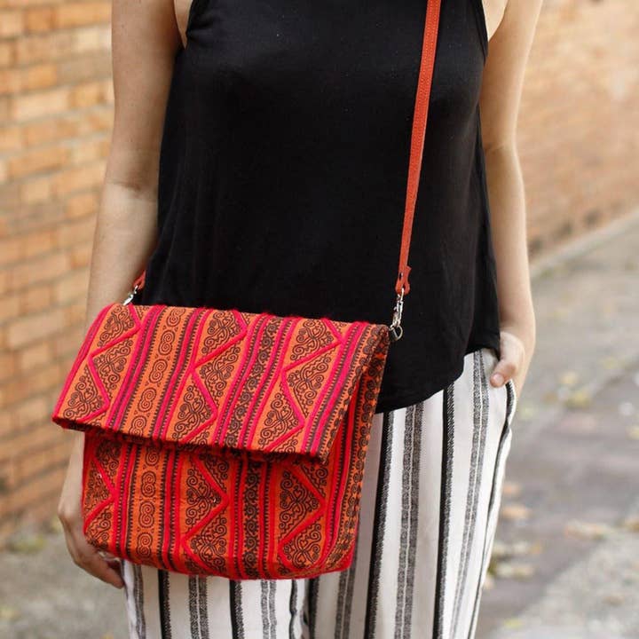 Bolsa a Tiracolo de Fio com Dobra Hmong - Tailândia por atacado de Lumily