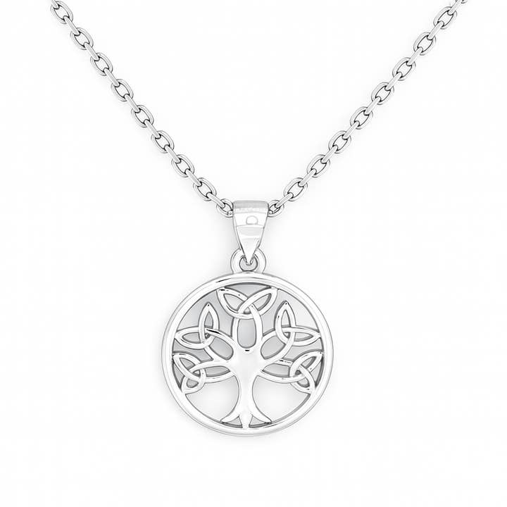 Pendentif Rond Triskèle et Arbre de Vie Argent 925 Oxydé pour la vente par TALISMAN JEWELLERY (D&Fidanverdi, S.L.)