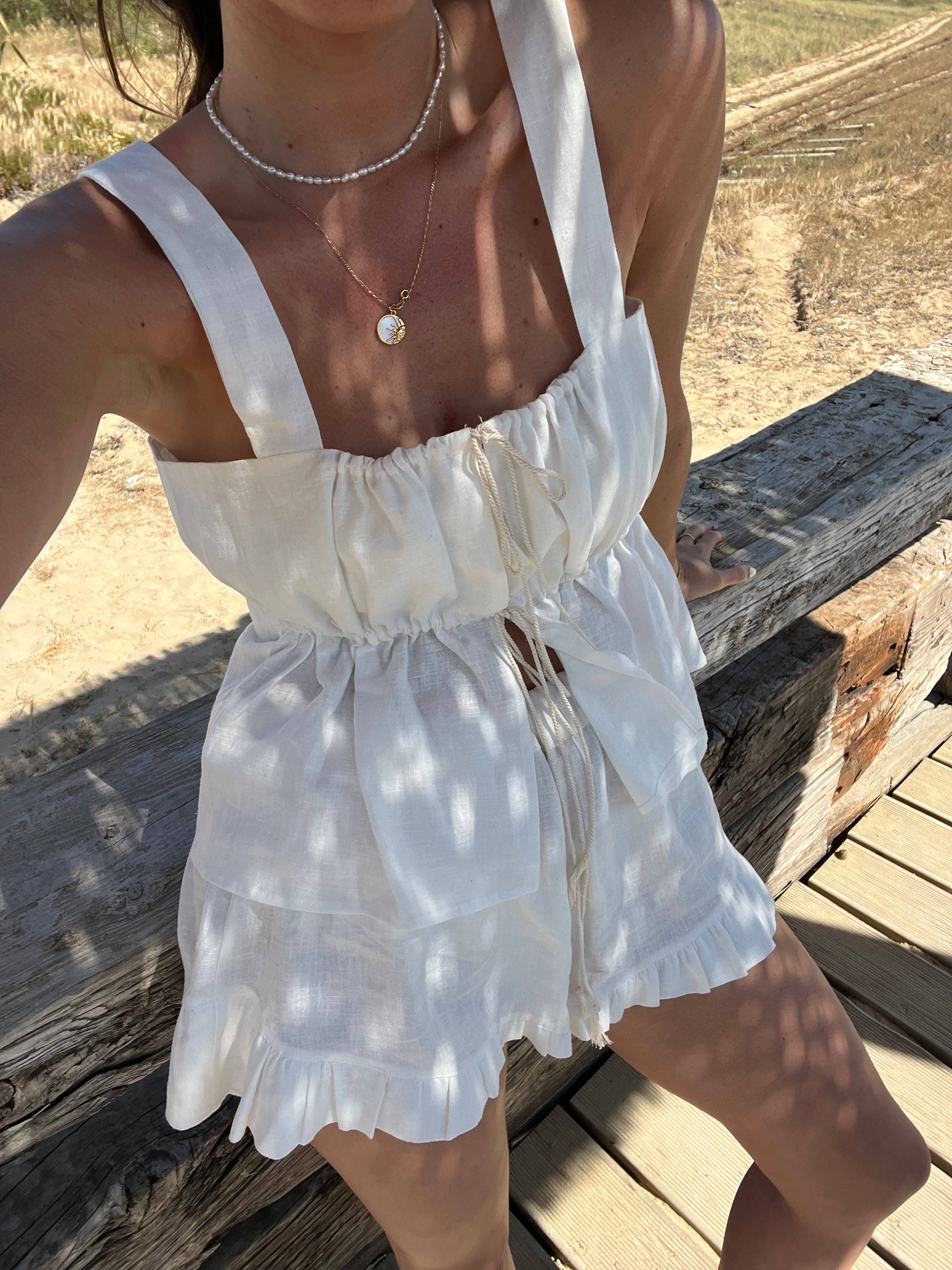 White Mykonos Blouse for wholesale on Faire2