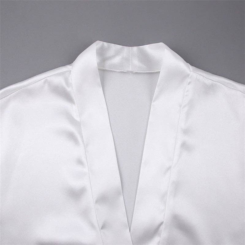 FurDecoration - Vente Peignoir – femme - Peignoir ouvert en satin à plumes - Couleur unie1