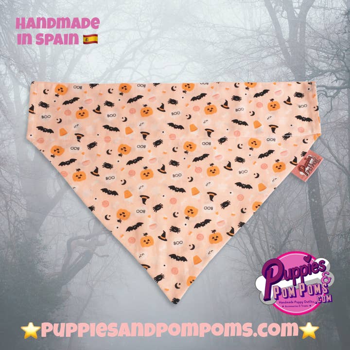 Puppies & Pom Poms - Wholesale Pet Bandana - Dog - Boo! Halloween Pumpkin & Creepy Critters Dog Bandana