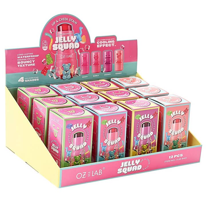 Diacly - Wholesale Lip Stain/Dye/Tint - 12pk Jelly Squad Lip and Cheek Stain