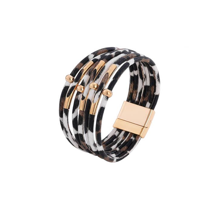 MKS America - Wholesale Bangle Bracelet - Leopard Print Magnet Buckle Copper Tube Beaded Bracelet1