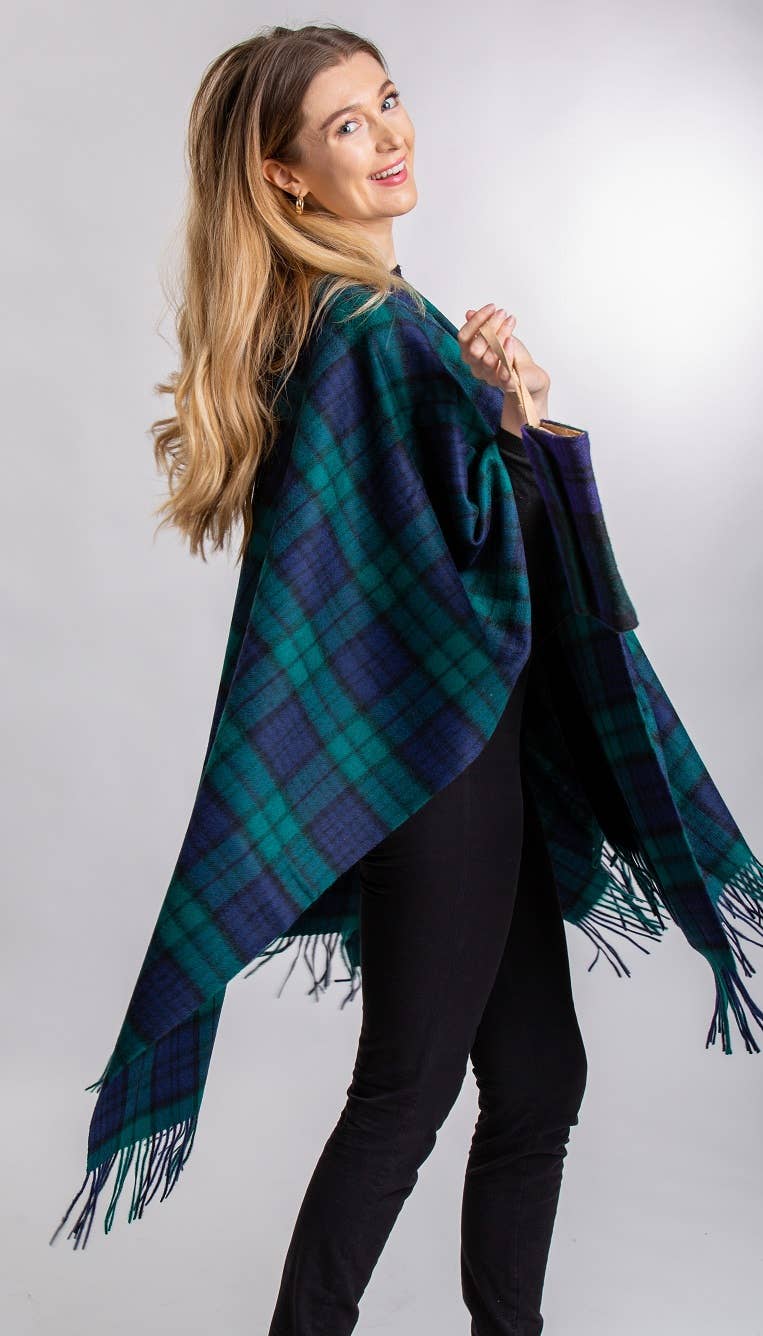 Patrick King Woollen Company - Wholesale Cape - Women's - Black Watch Lambswool Cape2