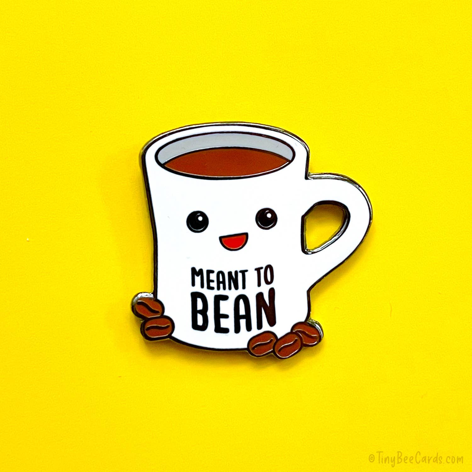 Tiny Bee Cards - Wholesale Lapel Pin/Button - Coffee Hard Enamel Pin "Meant to Bean"0