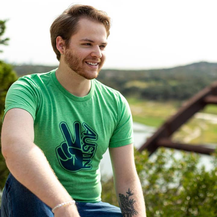 Groovy Austin Peace Graphic Unisex T-shirt for wholesale by Gusto Graphic Tees