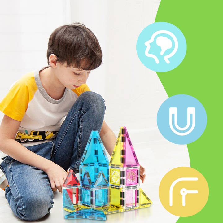 PicassoTiles - Wholesale Toy Set - Kids - PicassoTiles 48 Pieces Travel Size Magnetic Tiles Toy