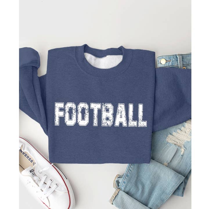 Distressed Football Graphic Fleece Sweatshirt for wholesale by Kissed Apparel