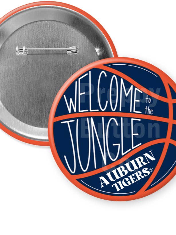 Auburn "Welcome to the Jungle" Basketball Button for wholesale by Preppy Button Co. LLC.