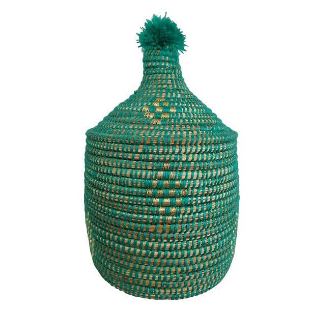 Moroccan Natural bazaar – wholesale Korg – Grön flätad korg för kök, låda för dekoration
