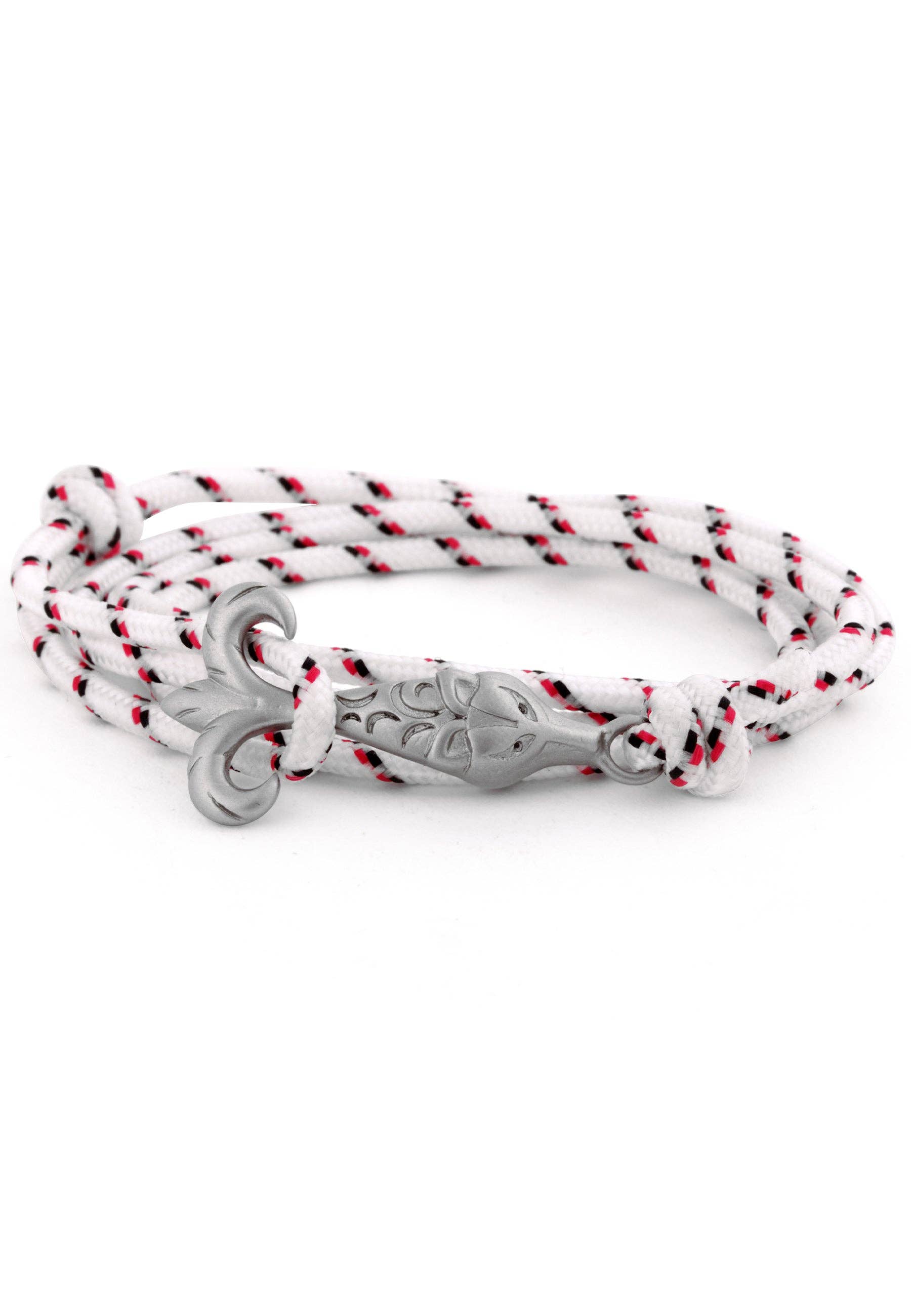 Blackskies - Wholesale Woven/Braided Bracelet - Vulpes Nylon Bracelet Double Wrapped Silver - White-Blue-Red5