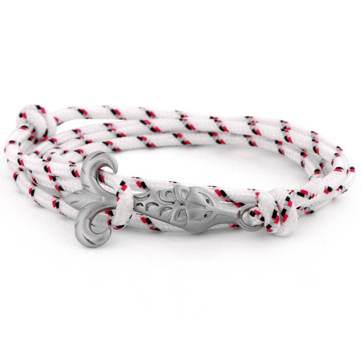 Blackskies - Wholesale Woven/Braided Bracelet - Vulpes Nylon Bracelet Double Wrapped Silver - White-Blue-Red5